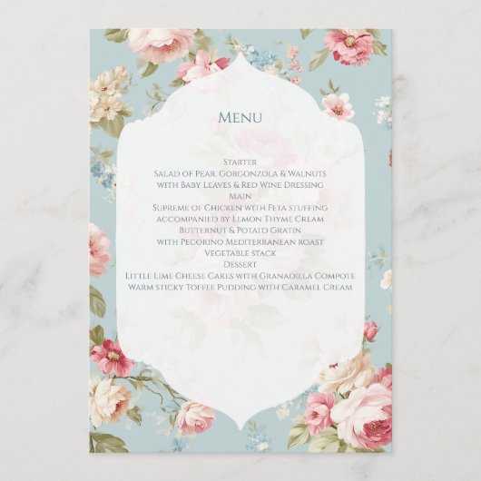 Menu Fleurs Shabby Chic (Devant)