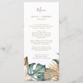 Menu Fleurs Tropicales Botaniques Or Mariage Mauve (Devant)