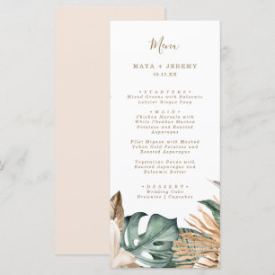 Menu Fleurs Tropicales Botaniques Or Mariage Mauve