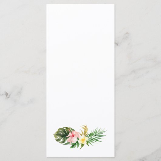 Menu Fleurs tropicales et verdure Mariage d'été (Dos)