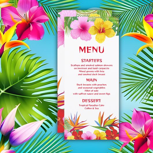 Menu Fleurs tropicales hawaïennes 