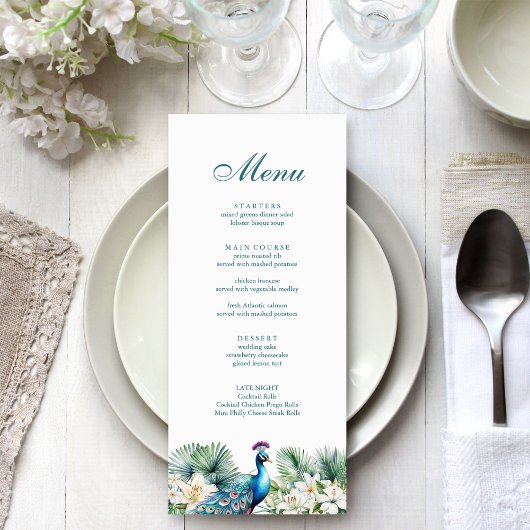 Menu Fleurs tropicales sarcelles Mariage paon