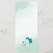Menu fleurs turquoise vert feuille mariage (Dos)
