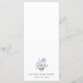 Menu Fleurs violettes, Fleurs Lilac, Mariage Floral (Dos)