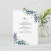 Menu Fleurs violettes. Mariage fleurie du jardin. Lavan (Debout devant)