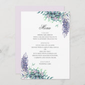 Menu Fleurs violettes. Mariage fleurie du jardin. Lavan (Devant / Derrière)