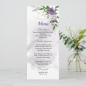 Menu fleurs violettes mariage vert (Debout devant)