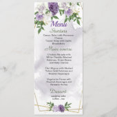Menu fleurs violettes mariage vert (Devant)