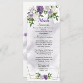 Menu fleurs violettes mariage vert (Devant / Derrière)