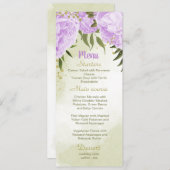 Menu fleurs violettes mariage vert (Devant / Derrière)
