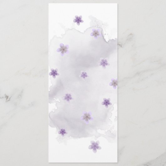 Menu fleurs violettes mariage vert (Dos)
