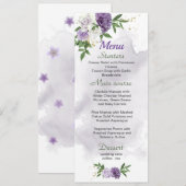 Menu fleurs violettes mariage vert (Devant / Derrière)