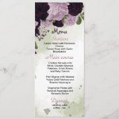 Menu fleurs violettes mariage vert (Devant)
