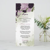Menu fleurs violettes mariage vert (Debout devant)