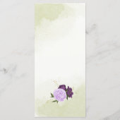 Menu fleurs violettes vert feuille mariage (Dos)