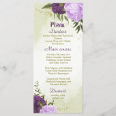 Menu fleurs violettes vert feuille mariage (Devant)