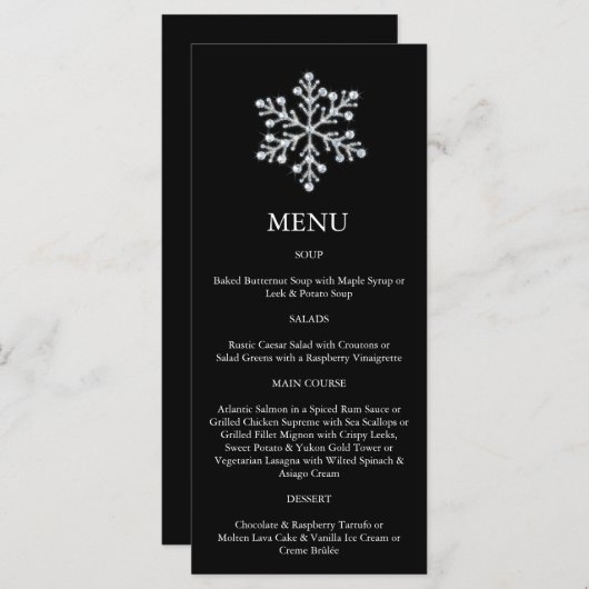 Menu Flocon de neige d'hiver (noir) (Devant / Derrière)