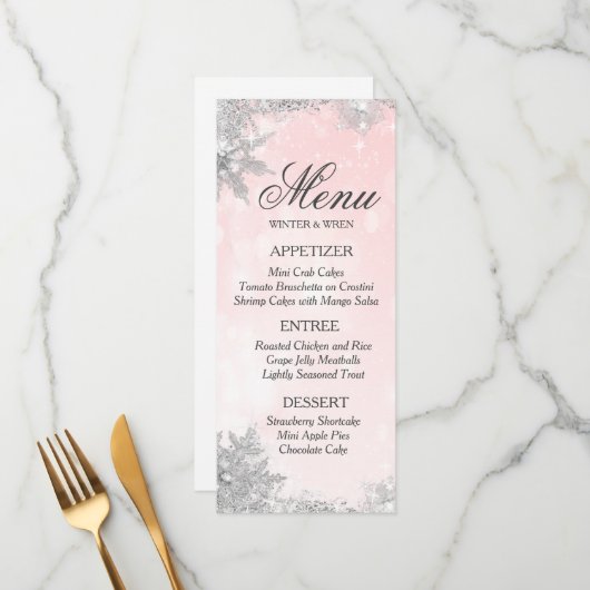 Menu Flocon de Neige en Hiver givré (Devant/Arrière en situation)