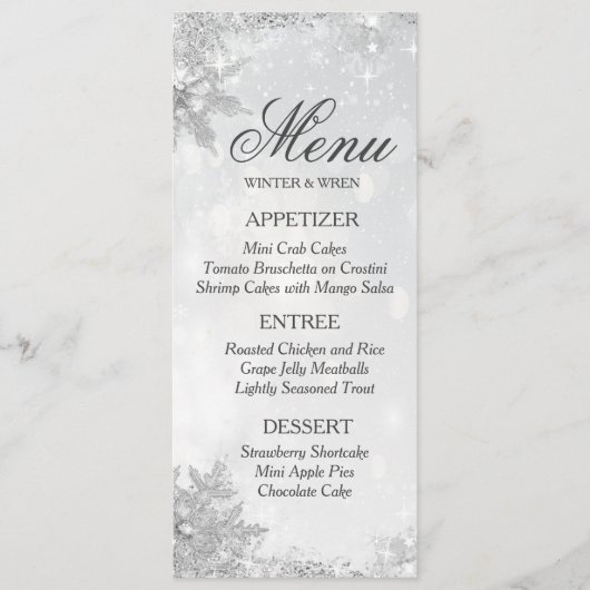 Menu Flocon de neige givré d'hiver (Devant)