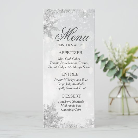 Menu Flocon de neige givré d'hiver (Debout devant)