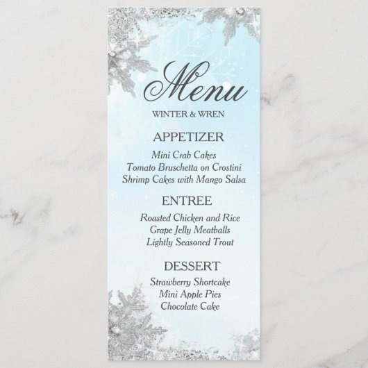 Menu Flocon de Neige Givrée d'Hiver (Devant)