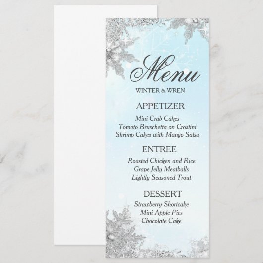 Menu Flocon de Neige Givrée d'Hiver (Devant / Derrière)