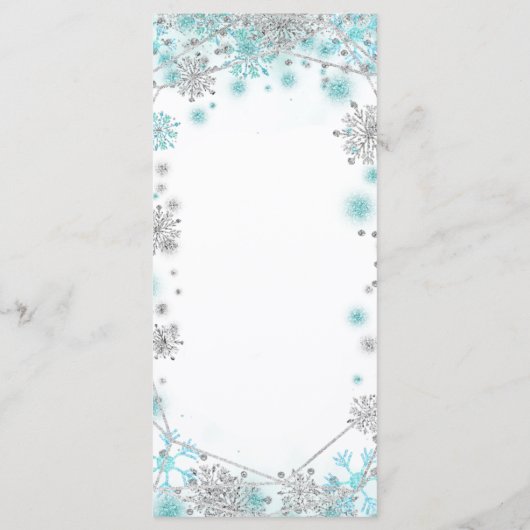 Menu Flocon de neige vert Turquoise Silver Quinceañera (Dos)