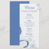 Menu Flocons de neige et rubans bleus (Devant / Derrière)