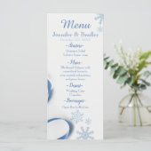 Menu Flocons de neige et rubans bleus (Debout devant)