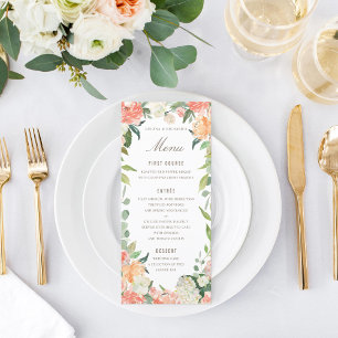 Menu floral aquarelle Blush de printemps et pêche
