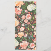 Menu floral aquarelle rose printanier et pêche (Dos)