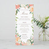 Menu floral aquarelle rose printanier et pêche (Debout devant)