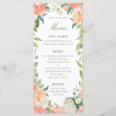 Menu floral aquarelle rose printanier et pêche (Devant)