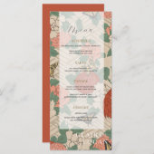 Menu Floral asiatique & Papillons Mariage beige (Devant / Derrière)