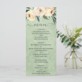 Menu Floral Beige Blush Sage Green Wedding (Staand voorkant)