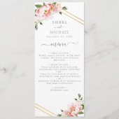 Menu Floral Blush Gold Mint Green Mariage Réception (Devant)