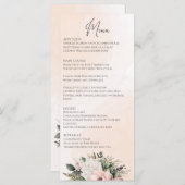 Menu Floral Blush Pink Mariage (Devant / Derrière)