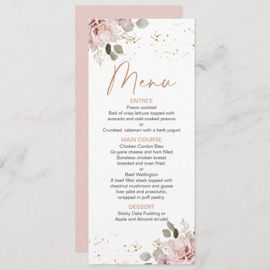 Menu Floral Boho Blush Moderne (Devant / Derrière)