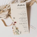 Menu Floral Boho Mariage<br><div class="desc">Floral Boho Menu Mariage. Ce menu de mariage élégant et élégant présente de magnifiques fleurs sauvages aquarellés peints à la main et disposés comme un joli bouquet parfait pour le printemps,  l'été ou les mariages de automne. Recherchez les éléments correspondants dans la collection de Mariages de Fleur sauvage Boho.</div>