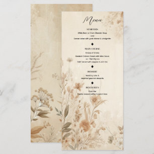 Menu Floral Botanique Bohème Délicat Vintage