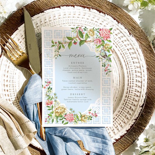 Menu Floral Chinoiserie Bleu - Trianon