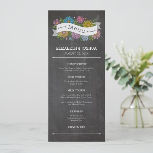 Menu floral de bannière de tableau (Debout devant)