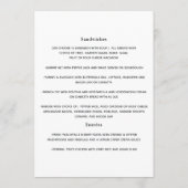 Menu Floral de Baptême ou de Christening (Dos)