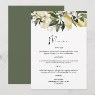 Menu floral de fruits d'agrumes au citron aquarell