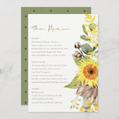 MENU FLORAL DE LA COULEUR D'EAU EUCALYPTUS RUSTIQU (Devant / Derrière)