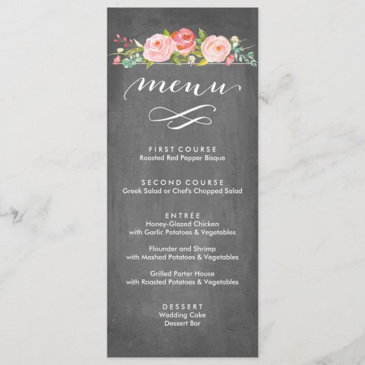 Menu floral de mariage de roseraie (Devant)