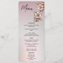 Menu floral décoratif rose