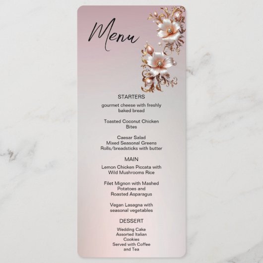 Menu floral décoratif rose (Devant)