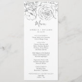 Menu Floral doré | Dîner Mariage en argent et blanc (Devant)
