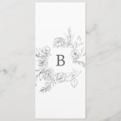 Menu Floral doré | Dîner Mariage en argent et blanc (Dos)